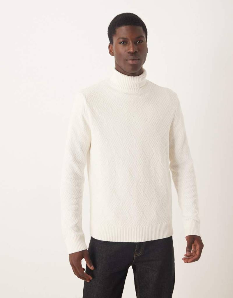 Selected - Gestrickter Rollkragenpullover aus 100% Baumwolle in Cremeweiß von Selected