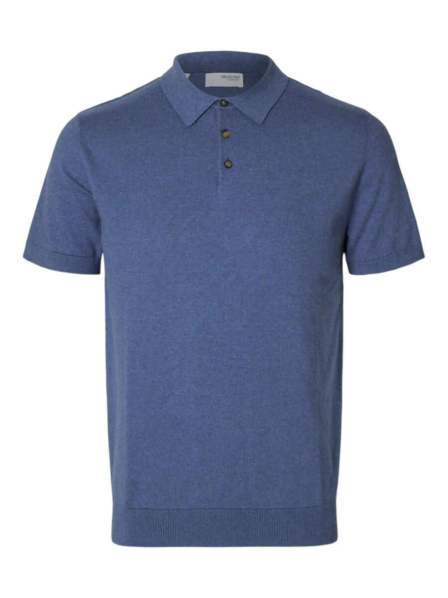 Selected - Gestricktes Polo Shirt blau - Gr. - L von Selected