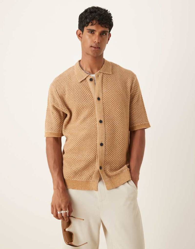 Selected - Hemd aus Häkelstoff in Hellbraun von Selected