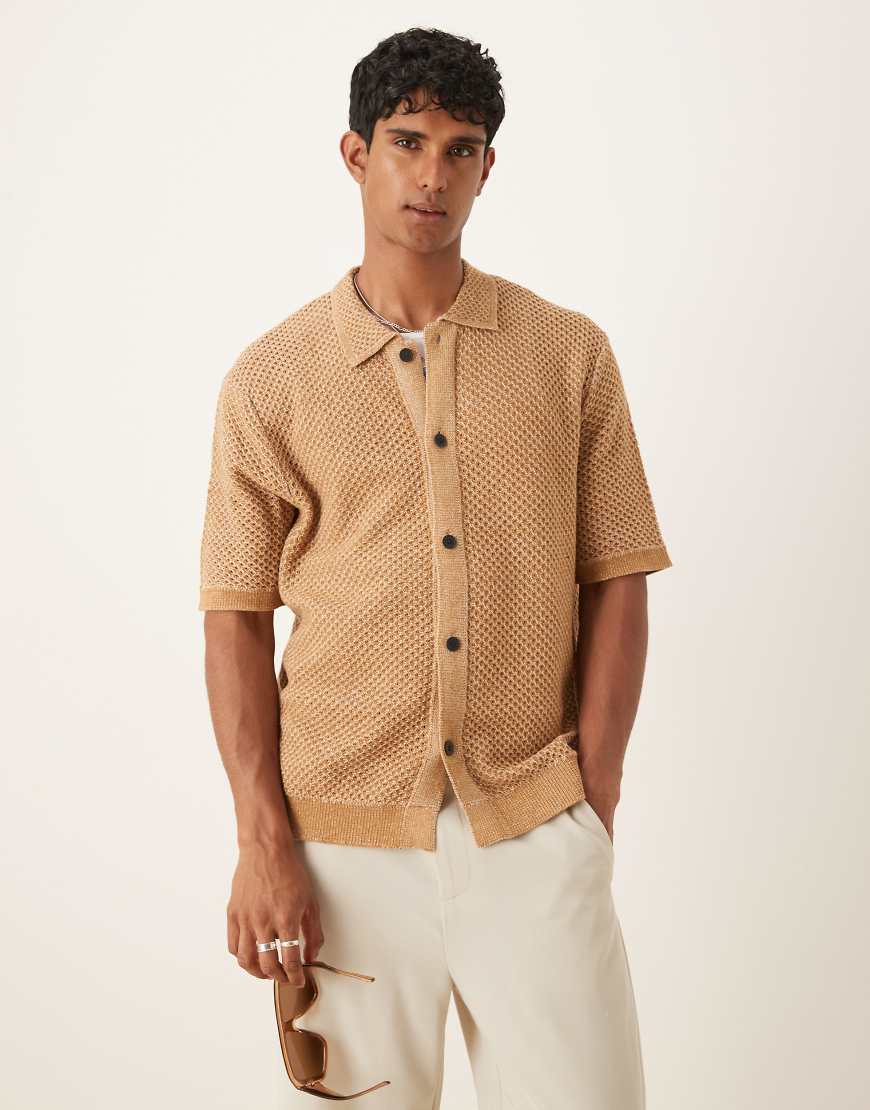 Selected - Hemd aus Häkelstoff in Hellbraun von Selected