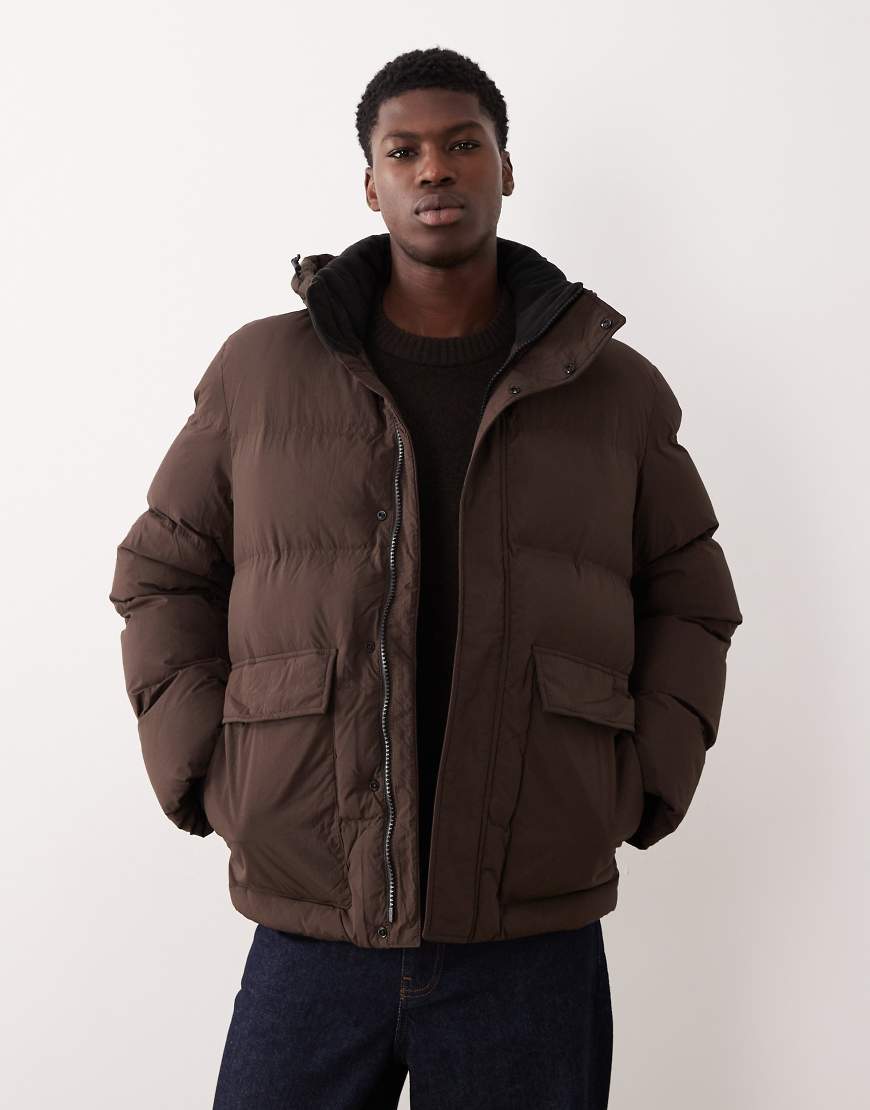 Selected Homme - Down - Pufferjacke aus Nylon in Braun-Brown Selected Homme - Down - Pufferjacke aus Nylon in Braun-Brown von Selected
