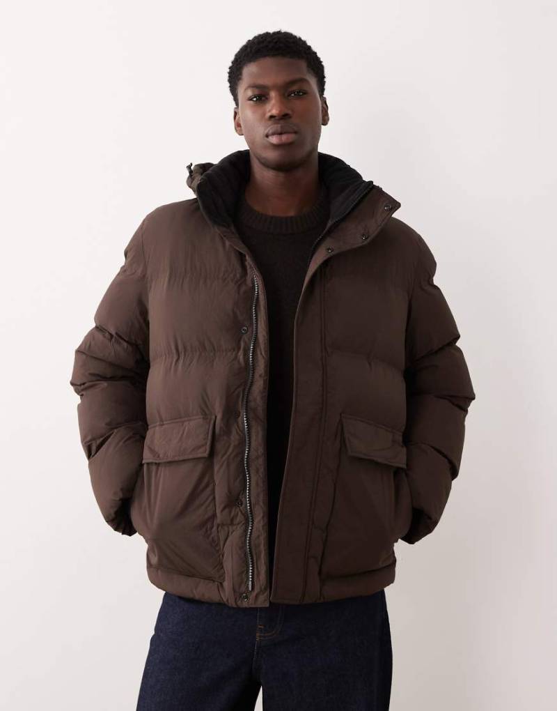 Selected Homme - Down - Pufferjacke aus Nylon in Braun-Brown Selected Homme - Down - Pufferjacke aus Nylon in Braun-Brown von Selected