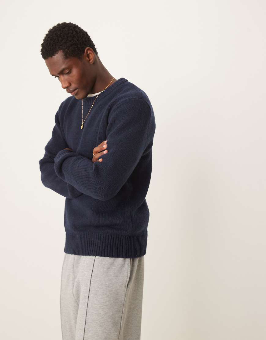 Selected Homme - Oversize-Strickpullover in Marineblau mit Rundhalsausschnitt von Selected