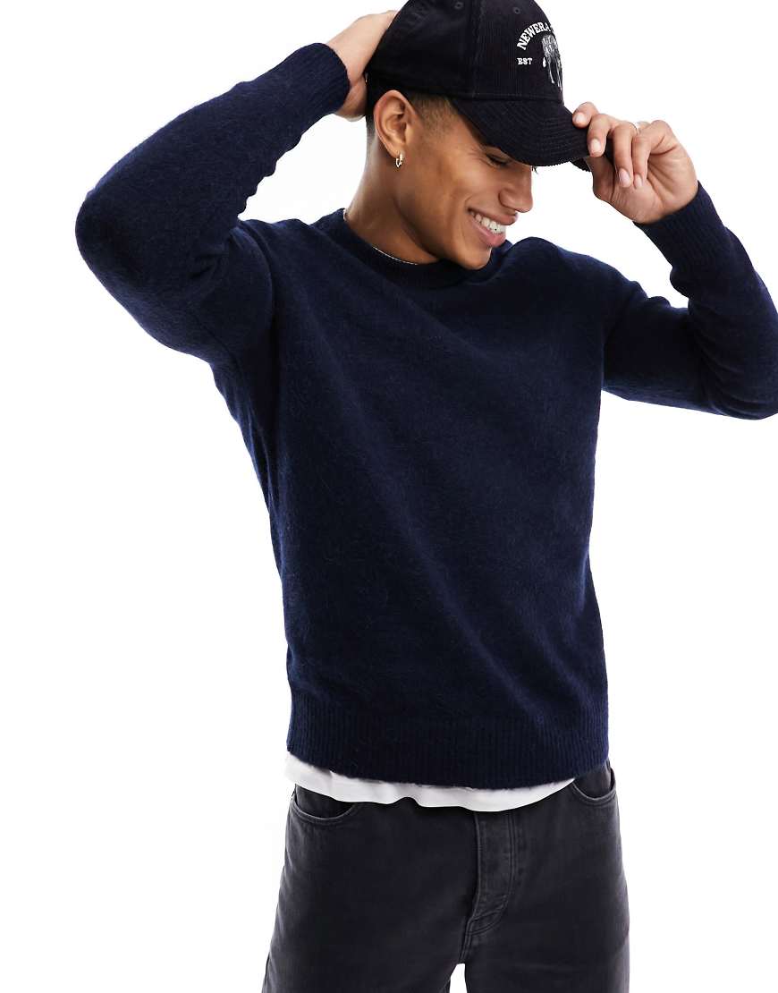 Selected Homme - Pullover in Marineblau mit Alpakawolle und Rundhalsausschnitt von Selected