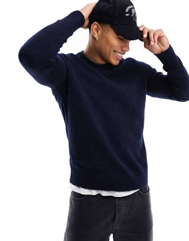 Selected Homme - Pullover in Marineblau mit Alpakawolle und Rundhalsausschnitt von Selected