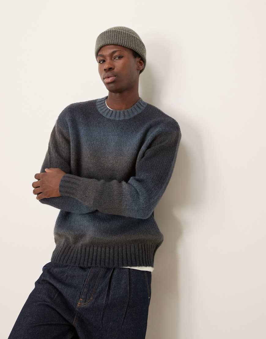 Selected Homme - Strickpullover mit blau-schwarzem Farbverlauf-Bunt von Selected