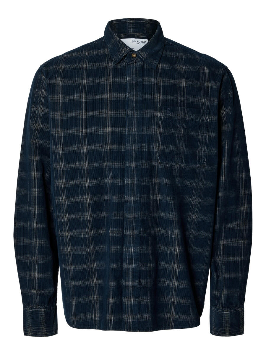 Selected - Karohemd - Slhrelax-Cord blau - Gr. - L von Selected