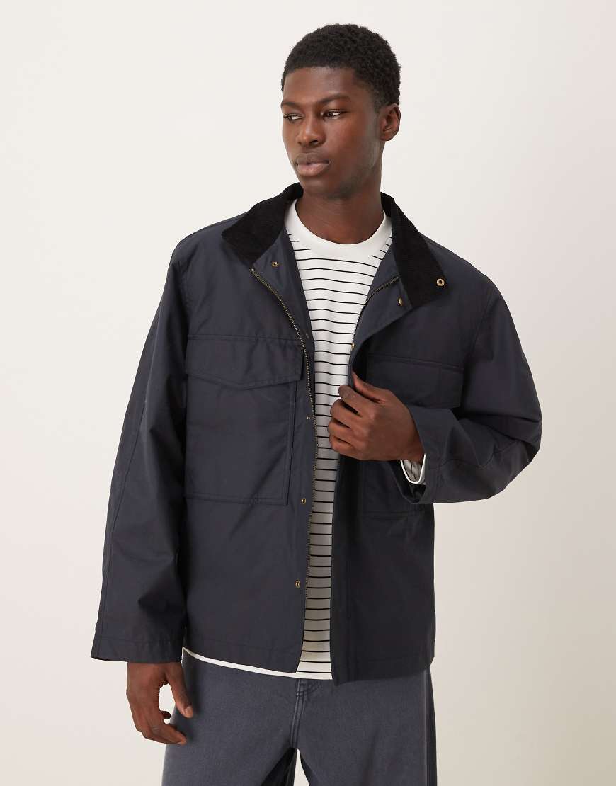 Selected - Kastige, gewachste Jacke aus 100% Baumwolle in Marineblau Selected - Kastige, gewachste Jacke aus 100% Baumwolle in Marineblau von Selected