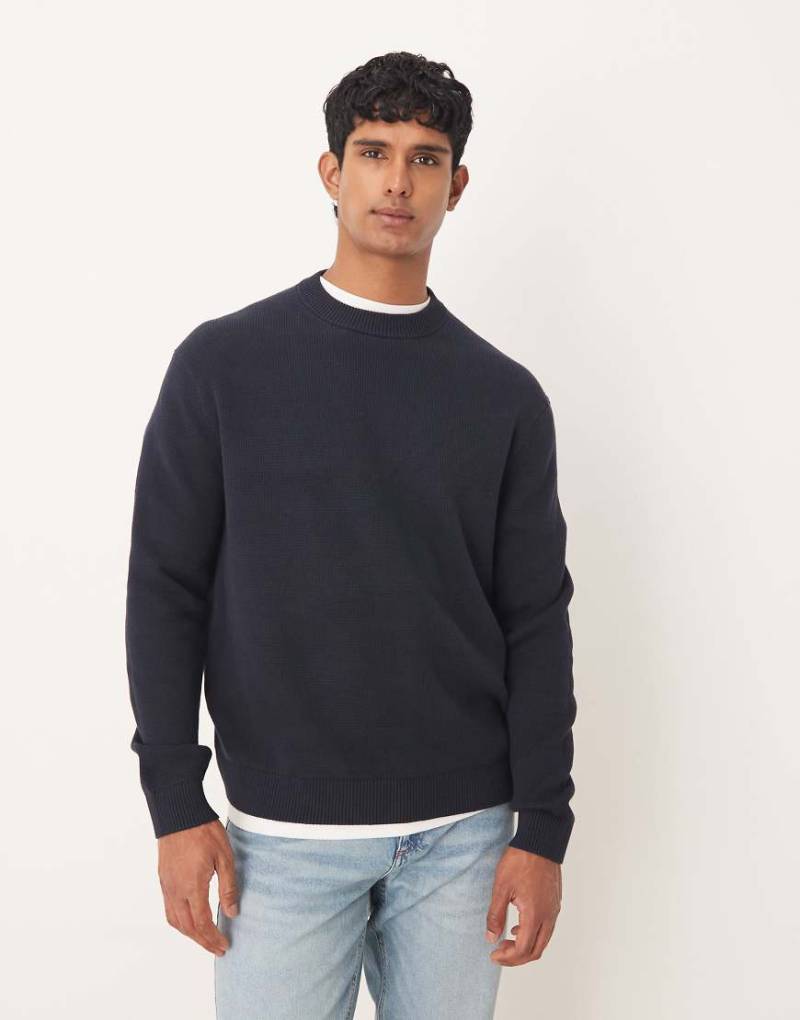 Selected - Kastiger Strickpullover aus 100% Baumwolle in Marineblau von Selected