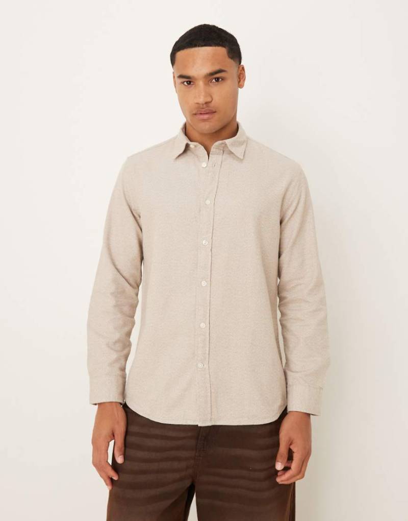 Selected - Kastiges Oversize-Hemd aus angerautem Stoff in Creme-Weiß von Selected