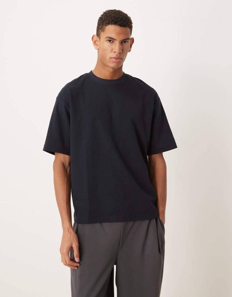 Selected - Kastiges Oversize-T-Shirt aus 100% Baumwolle in Marineblau von Selected