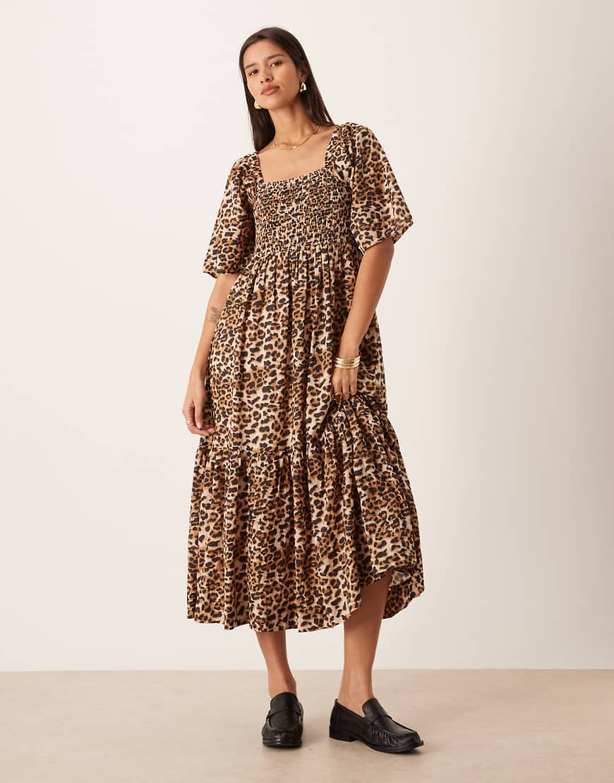 Selected - Kleid mit Leopardenmuster und Puffärmeln-Schwarz Selected - Kleid mit Leopardenmuster und Puffärmeln-Schwarz von Selected