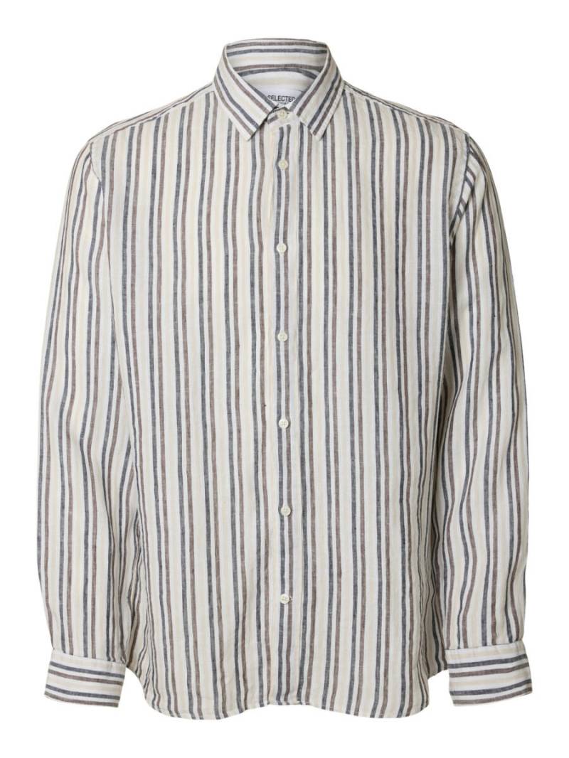 Selected - Leinenhemd - Slhregkylian braun/weiß - Gr. - L von Selected