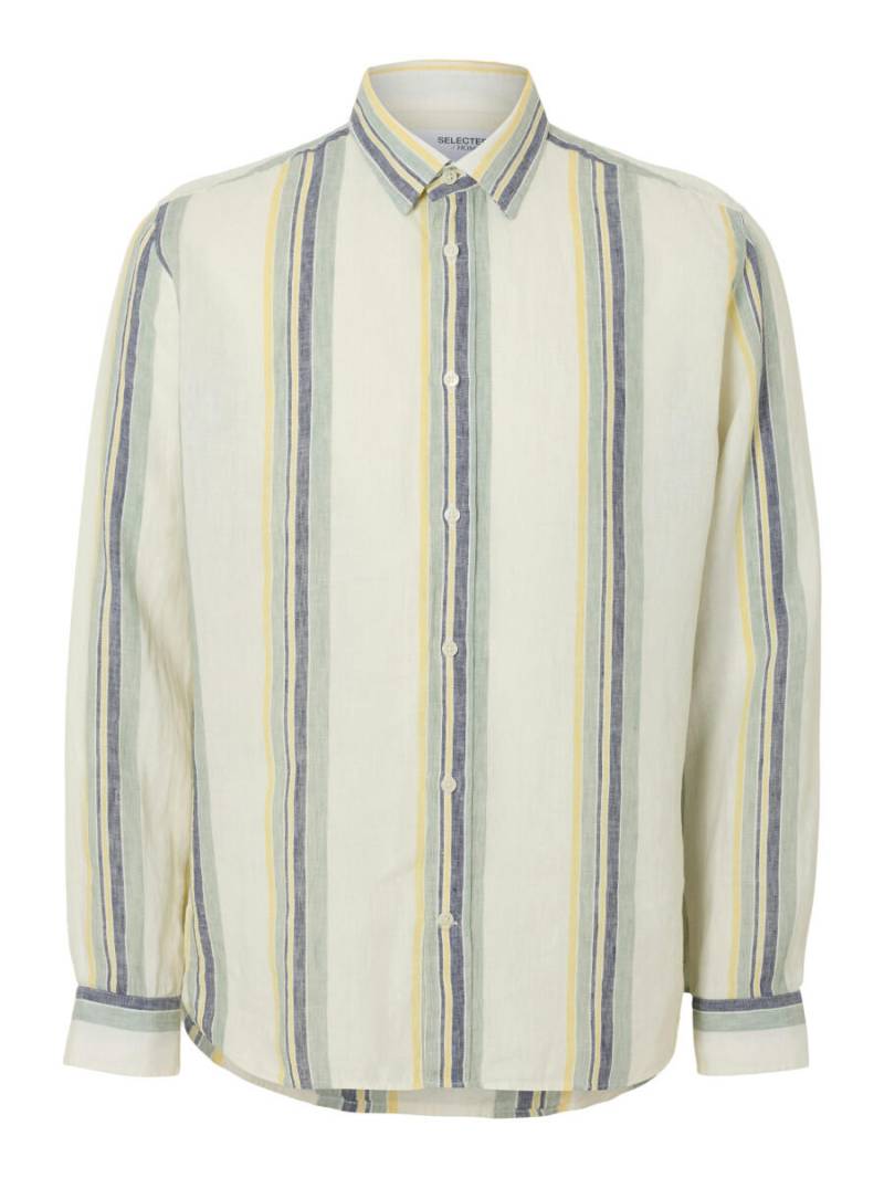 Selected - Leinenhemd - Slhregkylian grün/weiß - Gr. - M von Selected