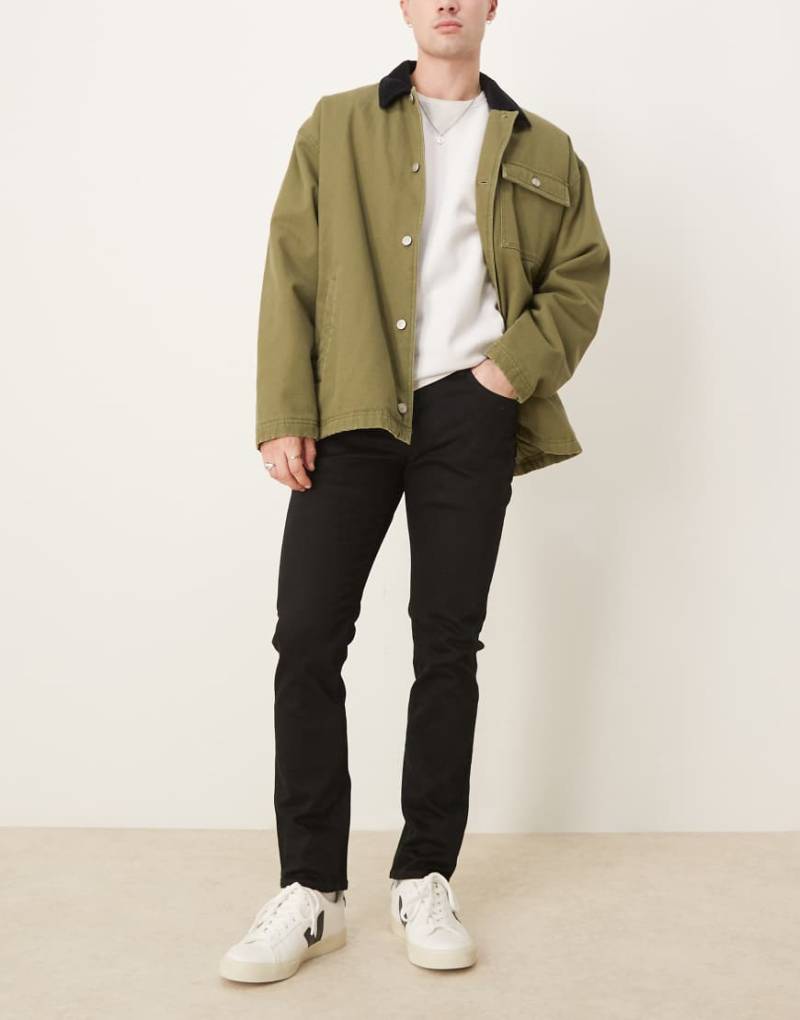 Selected - Leon - Schmale Jeans in Schwarz von Selected