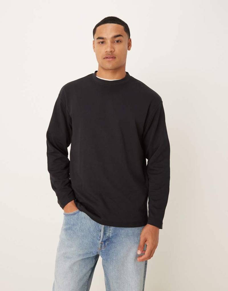 Selected - Oscar - Langärmliges Oversize-T-Shirt in Schwarz von Selected