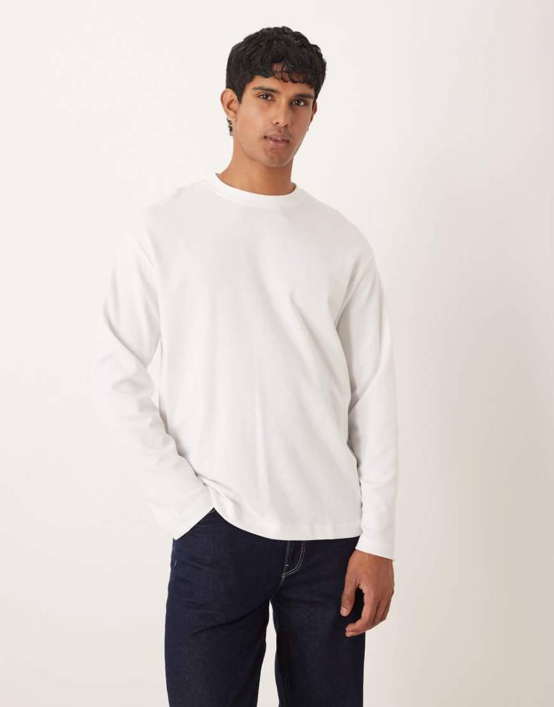 Selected - Oscar - Langärmliges Oversize-T-Shirt in Weiß von Selected