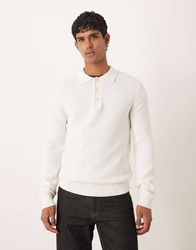 Selected - Polohemd aus Strick in Creme-Weiß von Selected