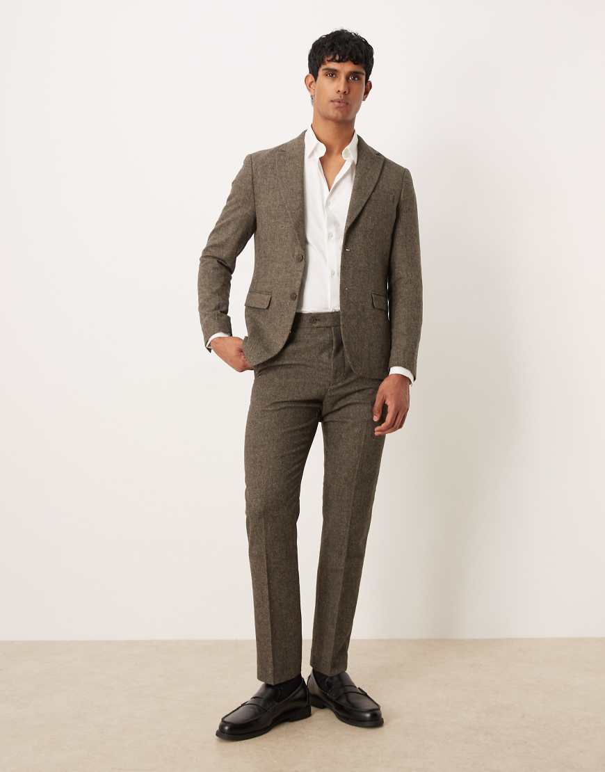 Selected - Reed - Hose aus angerautem Wollmix in Braun-Brown von Selected