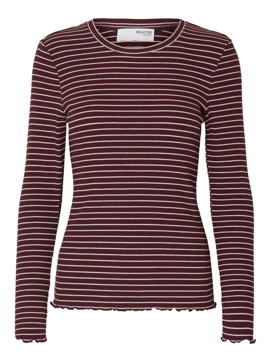 Selected - Ringelshirt - Slfanna violet - Gr. - L von Selected