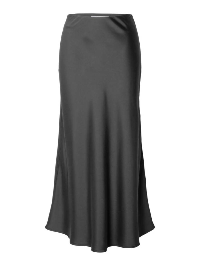 Selected - Rock aus Satin grau - Gr. - 36 von Selected