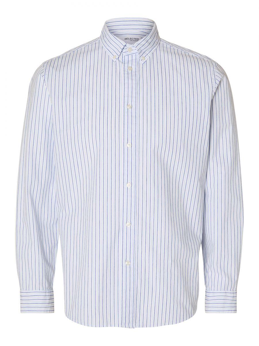 Selected - Slim Fit : Hemd weiß/blau - Gr. - XL von Selected