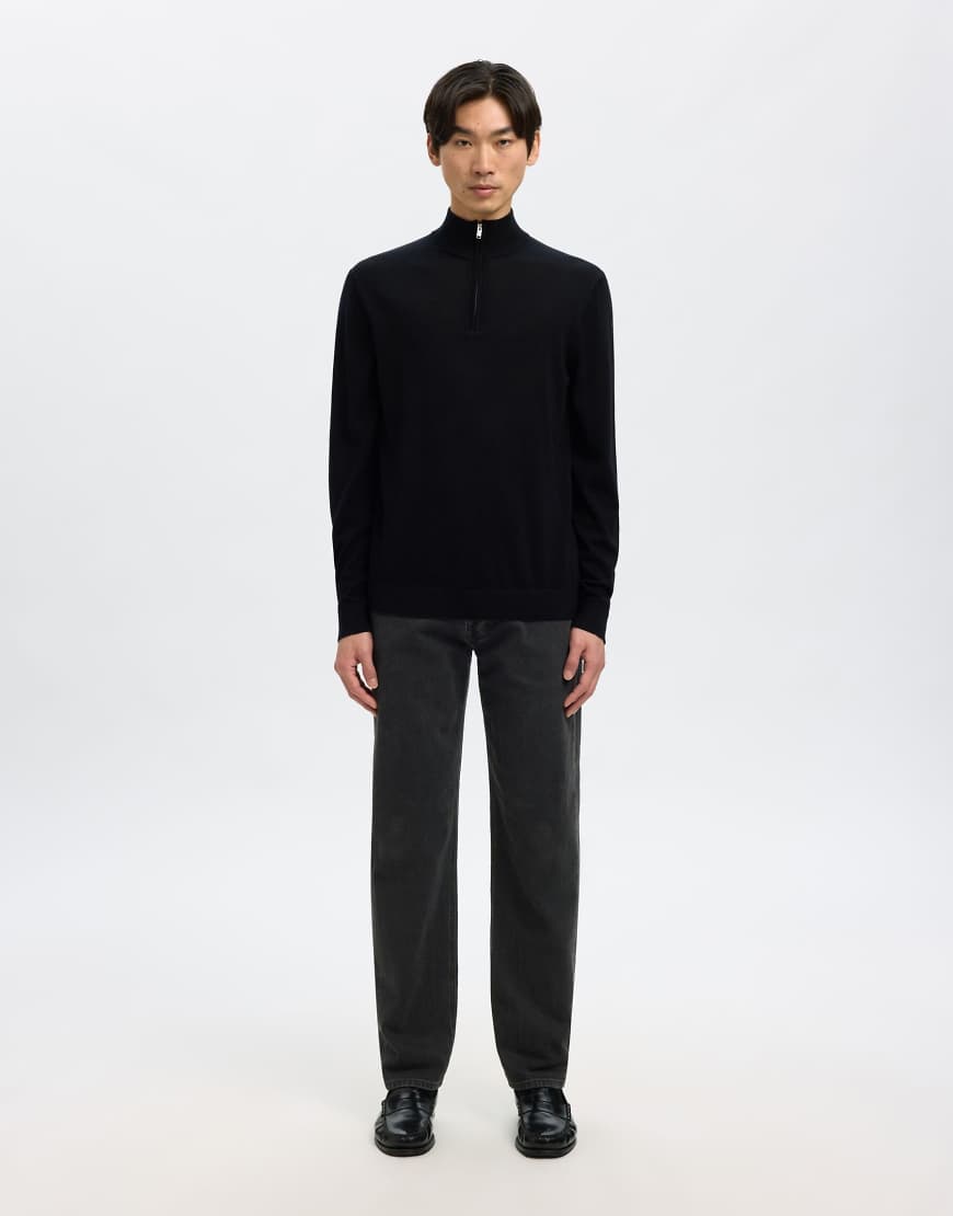 Selected - Straight-Fit-Jeans aus schwarzem Denim von Selected