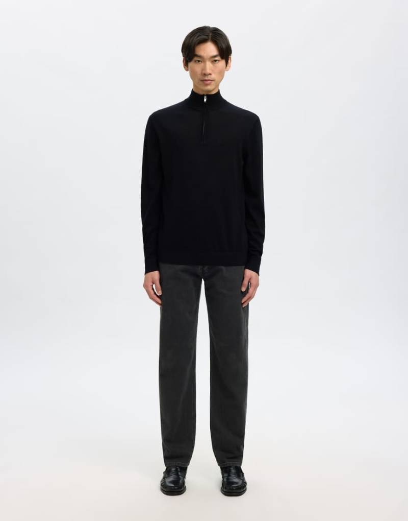 Selected - Straight-Fit-Jeans aus schwarzem Denim von Selected