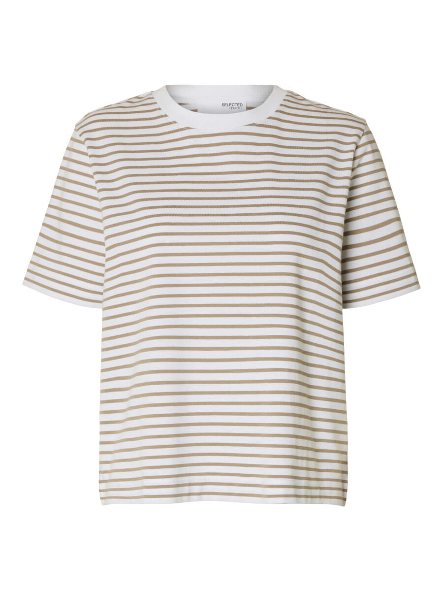 Selected - Streifenshirt beige/weiß - Gr. - XS von Selected