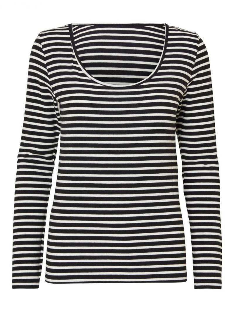 Selected - Streifenshirt schwarz - Gr. - L von Selected