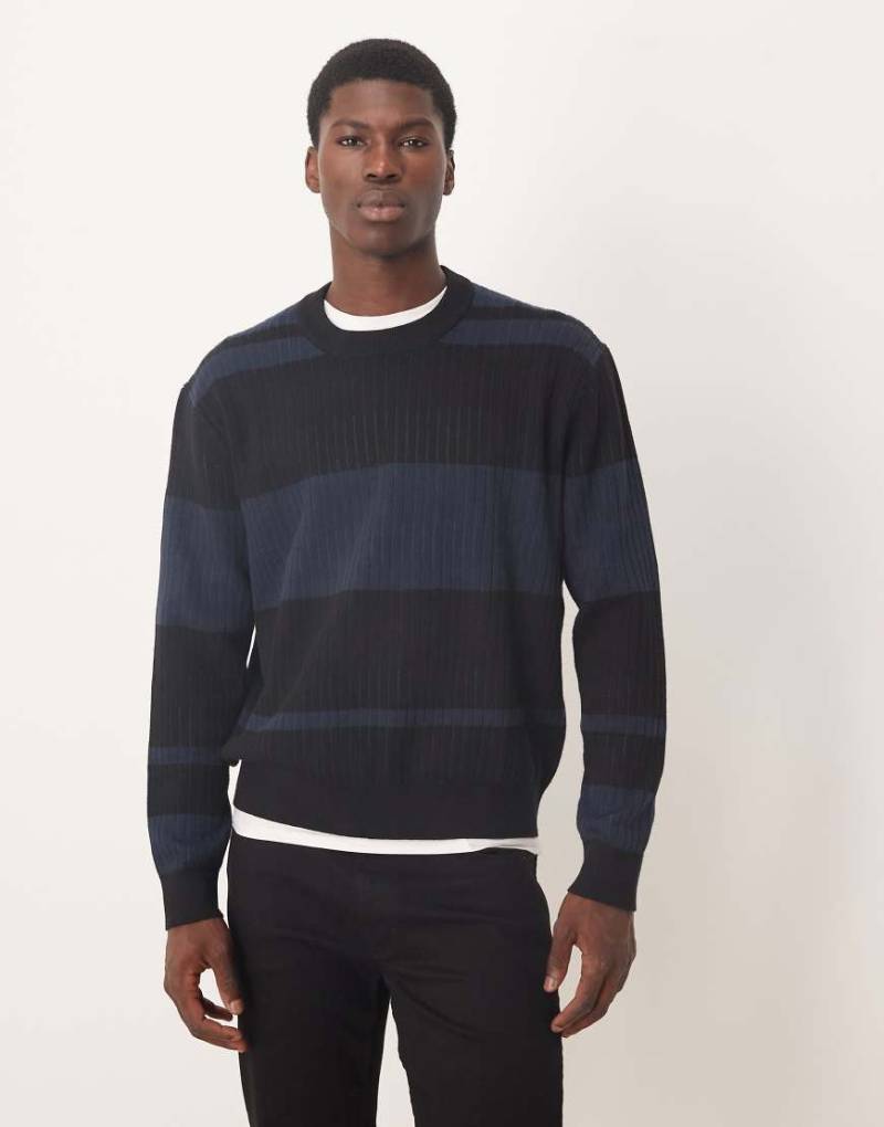 Selected - Strickpullover aus 100% Baumwolle in gestreiftem Blau mit Rundhalsausschnitt von Selected