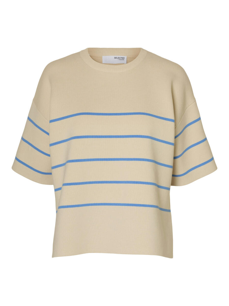 Selected - Strickpullover - Slfliva beige/blau - Gr. - S von Selected