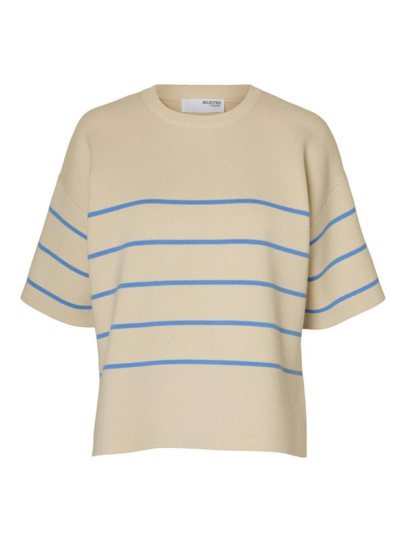 Selected - Strickpullover - Slfliva beige/blau - Gr. - XS von Selected
