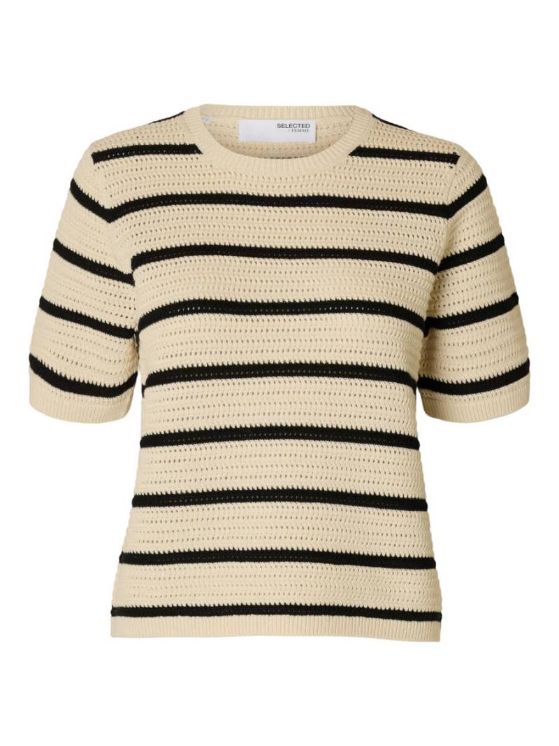 Selected - Strickpullover beige/schwarz - Gr. - S von Selected