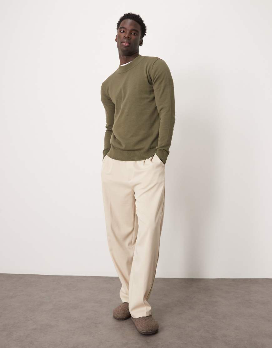 Selected - Strickpullover in Grün mit Stehkragen von Selected