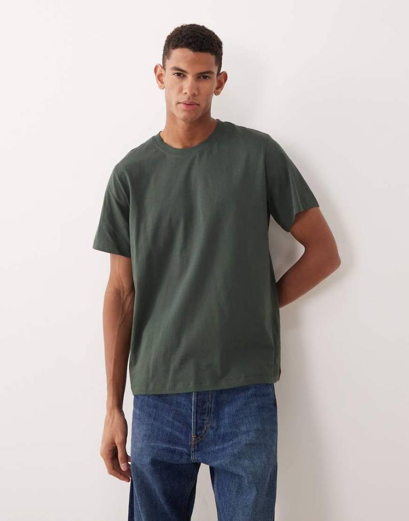 Selected - T-Shirt aus 100% Baumwolle in Dunkelgrün von Selected