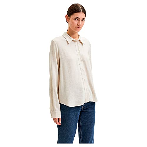 Selected Damen Hemd Bluse Legere Sommer Tunika Canvas Shirt Langarm Oberteil, Farben:Sand, Größe:38 von SELECTED FEMME