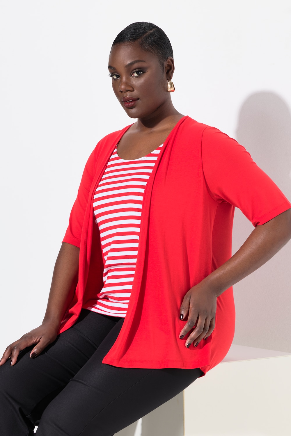 Große Größen 2-in-1-Shirt, Damen, rot, Größe: 58/60, Viskose, Ulla Popken von Selection