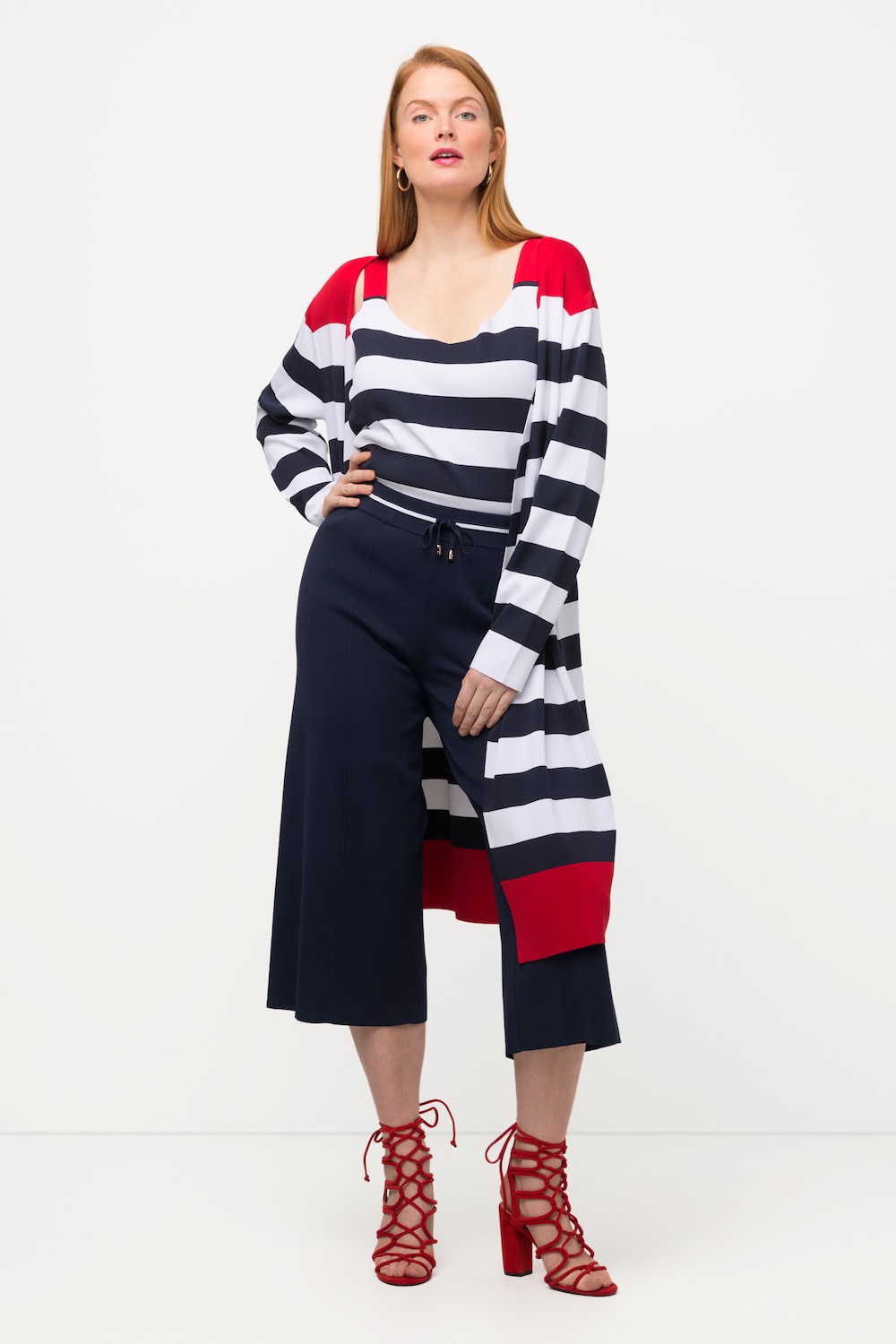 Große Größen 7/8-Strickhose, Damen, blau, Größe: 42/44, Viskose/Synthetische Fasern, Ulla Popken von Selection