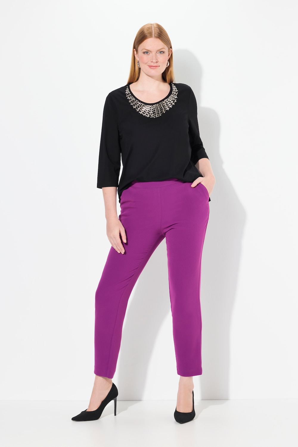 Große Größen Acetat-Hose, Damen, lila, Größe: 42, Kunstseide/Polyester, Ulla Popken Große Größen Acetat-Hose, Damen, lila, Größe: 42, Kunstseide/Polyester, Ulla Popken von Selection
