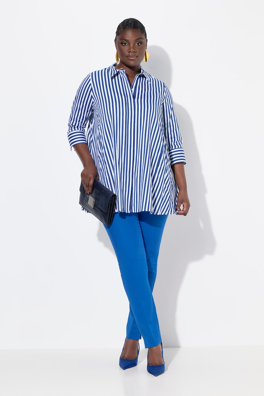 Große Größen Bengalinhose Sienna, Damen, blau, Größe: 50, Baumwolle/Synthetische Fasern, Ulla Popken von Selection