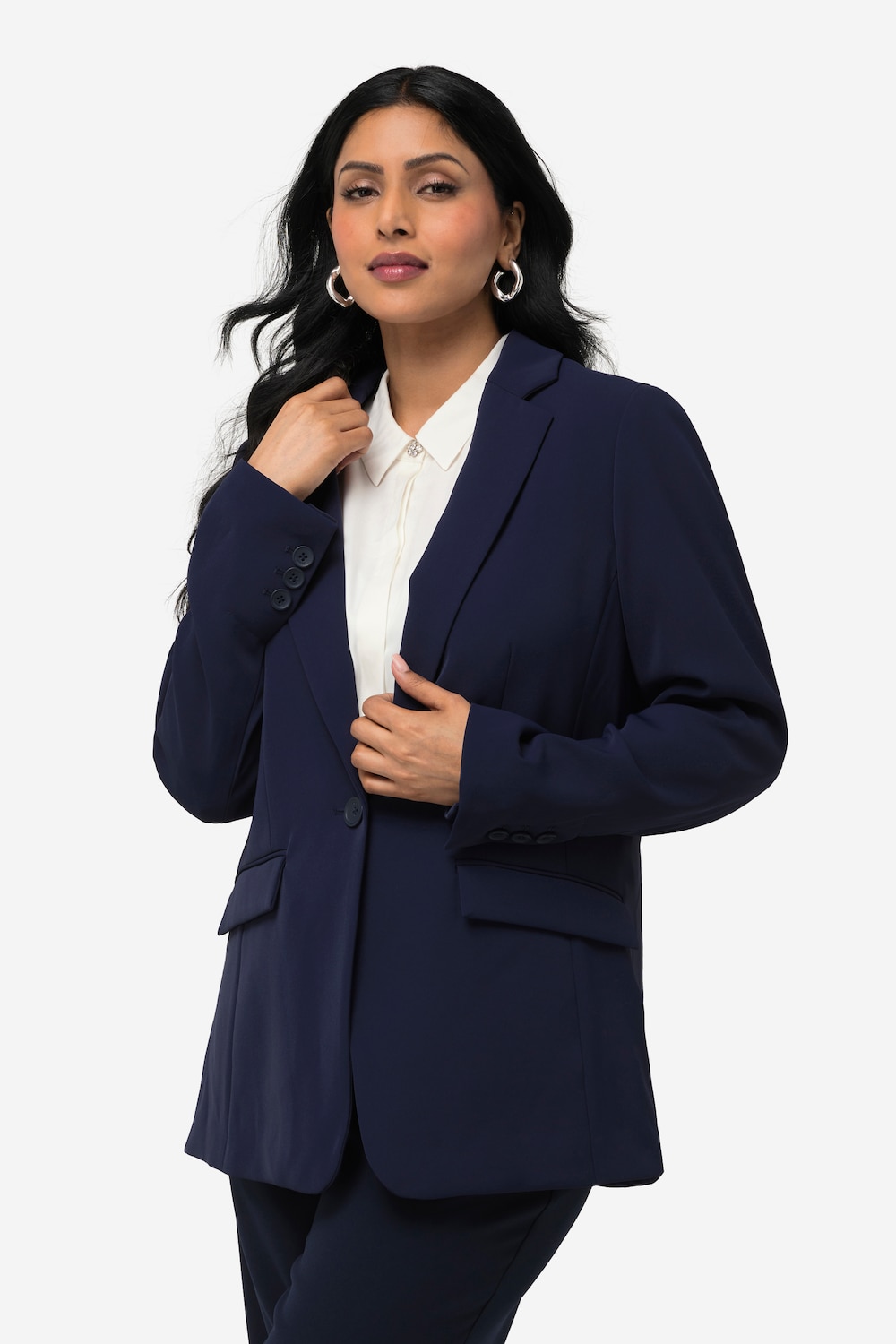 Große Größen Blazer, Damen, blau, Größe: 54, Kunstseide/Viskose/Polyester, Ulla Popken von Selection