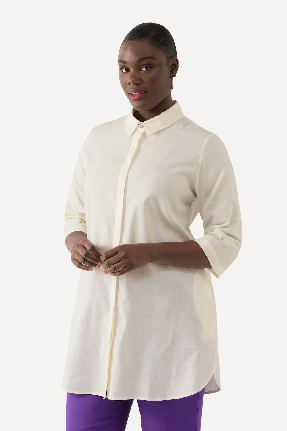 Große Größen Bluse, Damen, weiß, Größe: 46/48, Baumwolle/Leinen, Ulla Popken von Selection