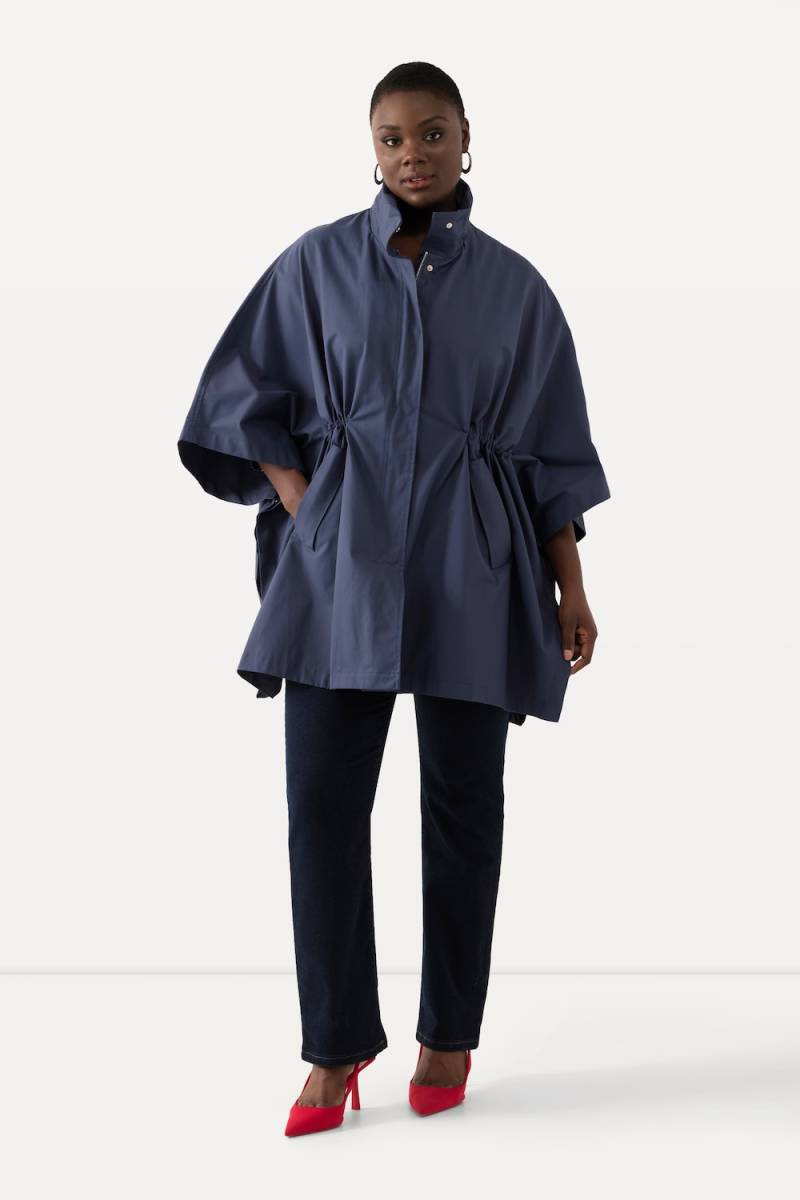 Große Größen Cape-Jacke, Damen, blau, Größe: 2=50-56, Polyester/Baumwolle/Synthetische Fasern, Ulla Popken von Selection