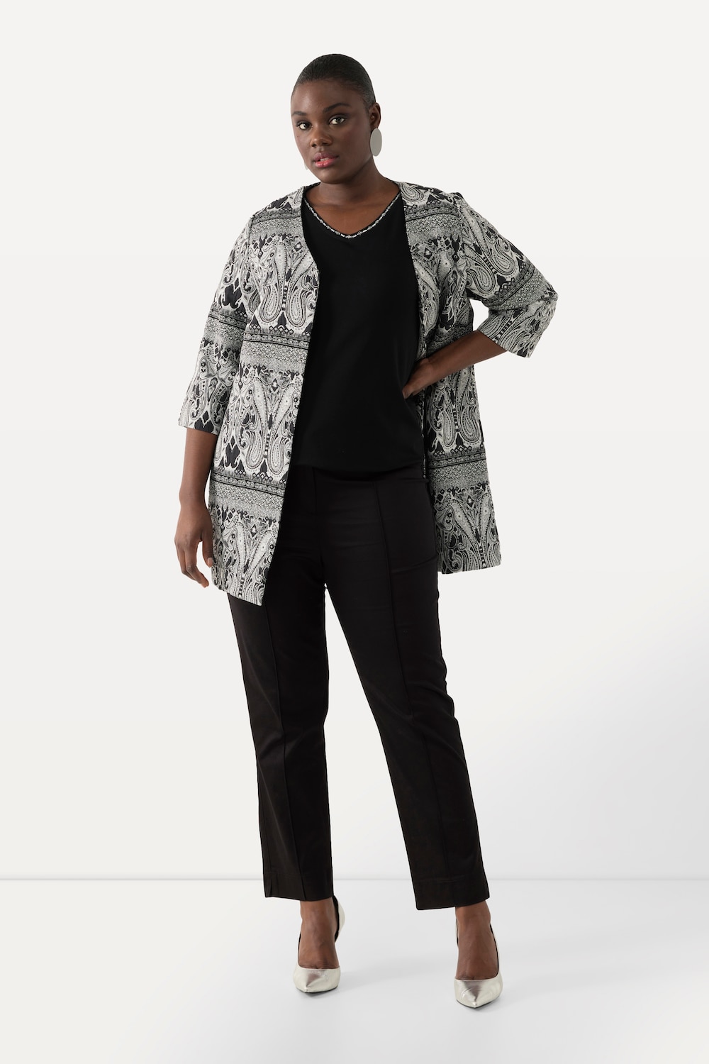 Große Größen Hose, Damen, schwarz, Größe: 42, Synthetische Fasern/Baumwolle, Ulla Popken von Selection