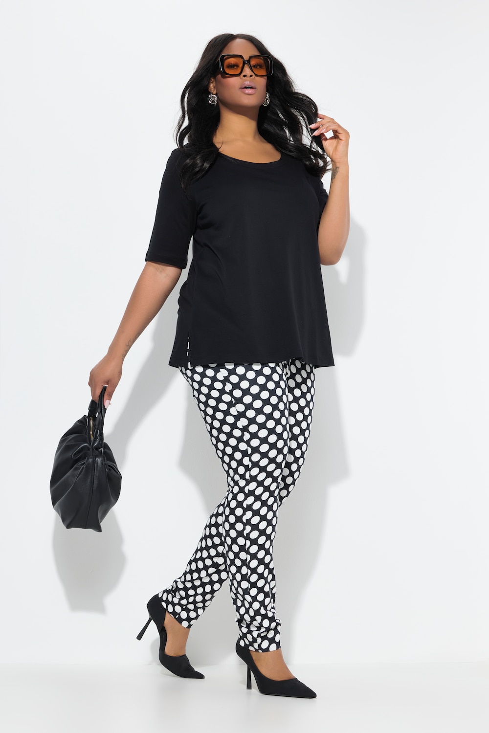 Große Größen Hose, Damen, schwarz, Größe: 50, Baumwolle/Synthetische Fasern, Ulla Popken von Selection