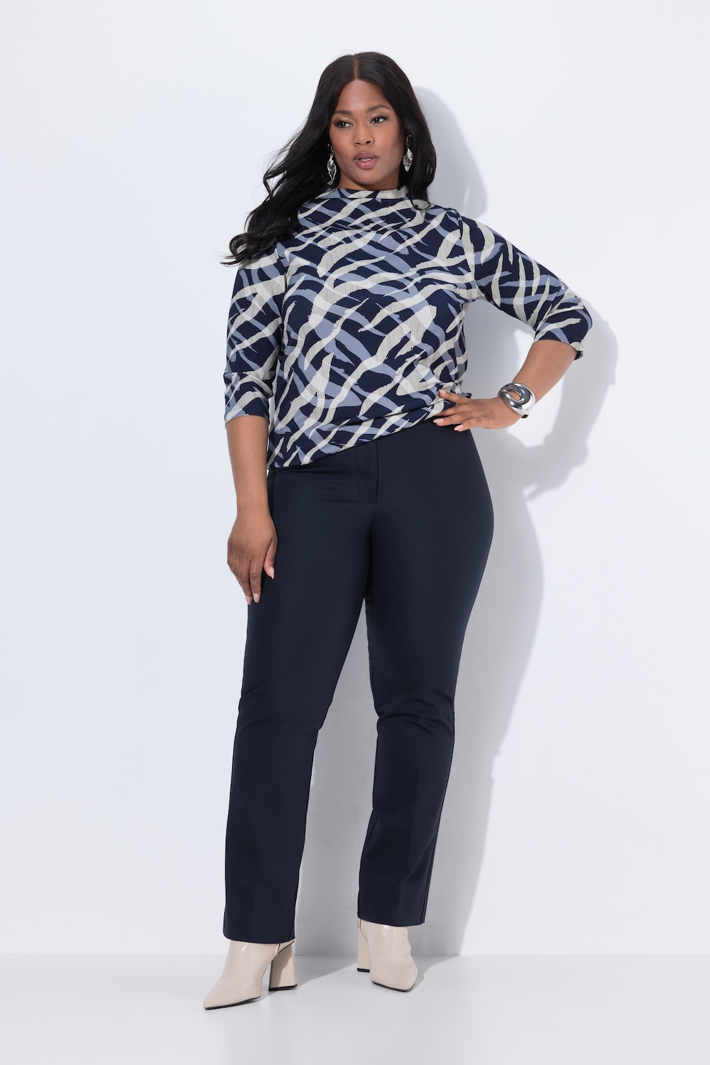 Große Größen Hose Rose, Damen, blau, Größe: 56, Baumwolle/Synthetische Fasern, Ulla Popken von Selection