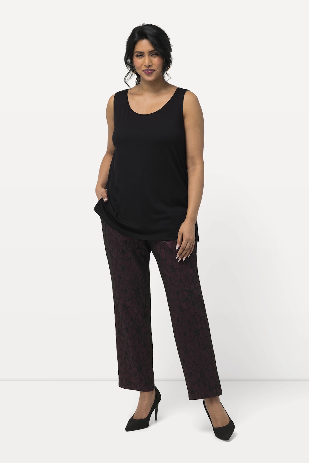 Große Größen Jacquard-Hose, Damen, lila, Größe: 52, Polyester/Viskose, Ulla Popken von Selection