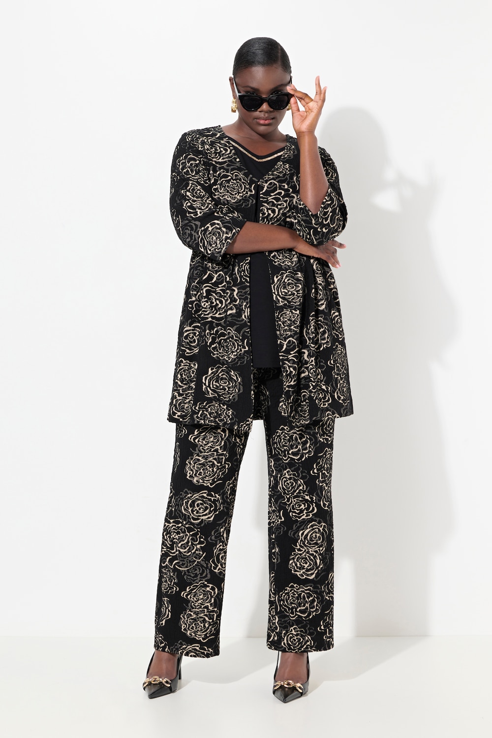 Große Größen Jacquard-Jacke, Damen, orange, Größe: 42/44, Viskose/Polyester, Ulla Popken von Selection