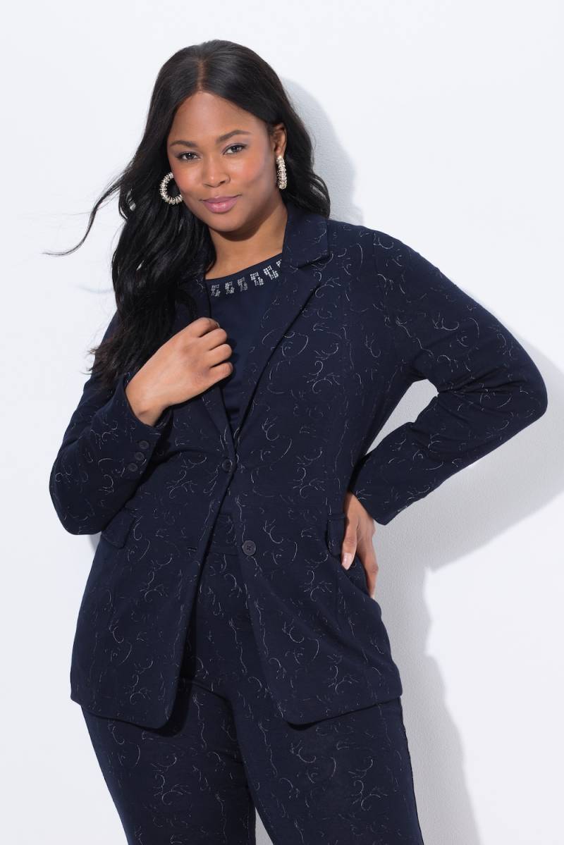 Große Größen Jersey-Blazer, Damen, blau, Größe: 42, Polyester/Viskose, Ulla Popken von Selection